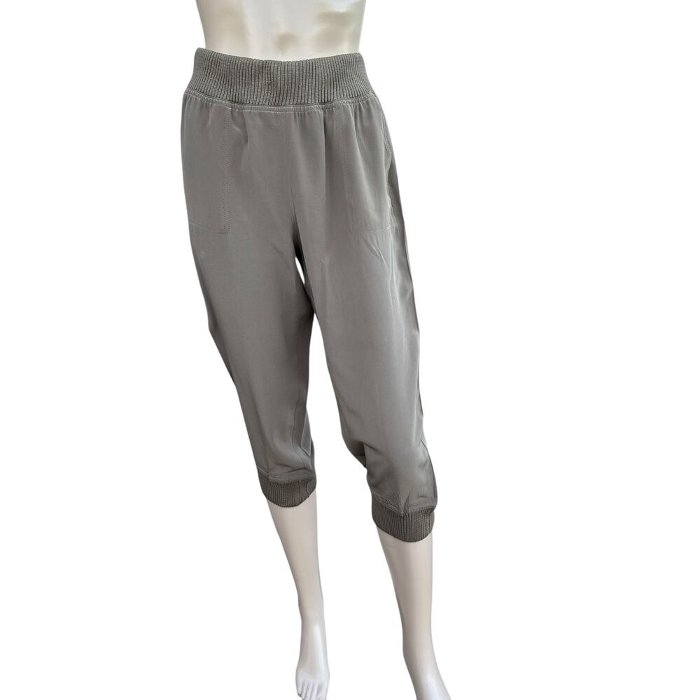 St. John 4 S Brown Capri Pants Ribbed Elastic Waist Knit Jogger Trousers PF 2012
